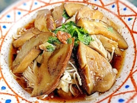 簡単副菜☆茄子とエノキの梅肉煮浸し